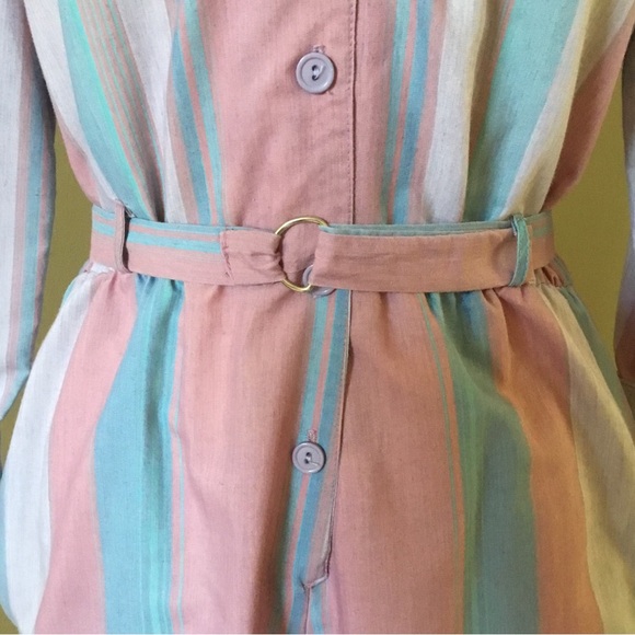 Vintage 70’s 80’s Oops California Pastel Striped Lightweight Jumpsuit - Picture 4 of 12